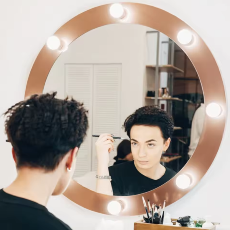Dressing Table Vanity With Lighted Mirror - LED Lady Beauty Makeup Lights USB