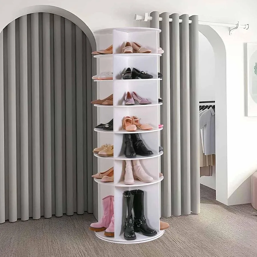 Storage - Entryway closet storage organizer: white rotating