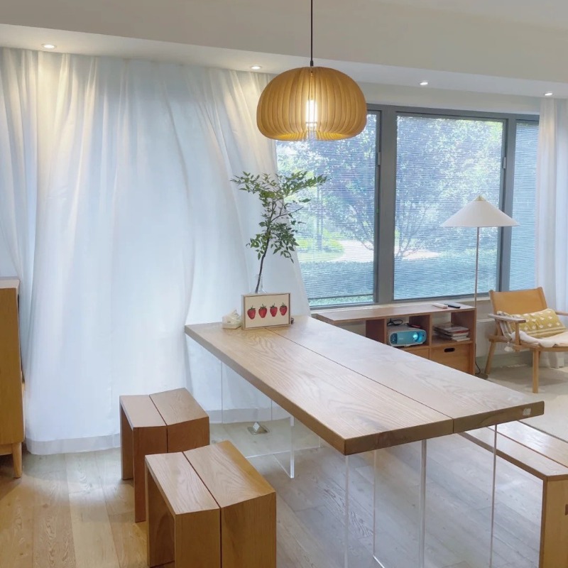 Nordic Solid Wood Acrylic Floa - Tables 评论和价格