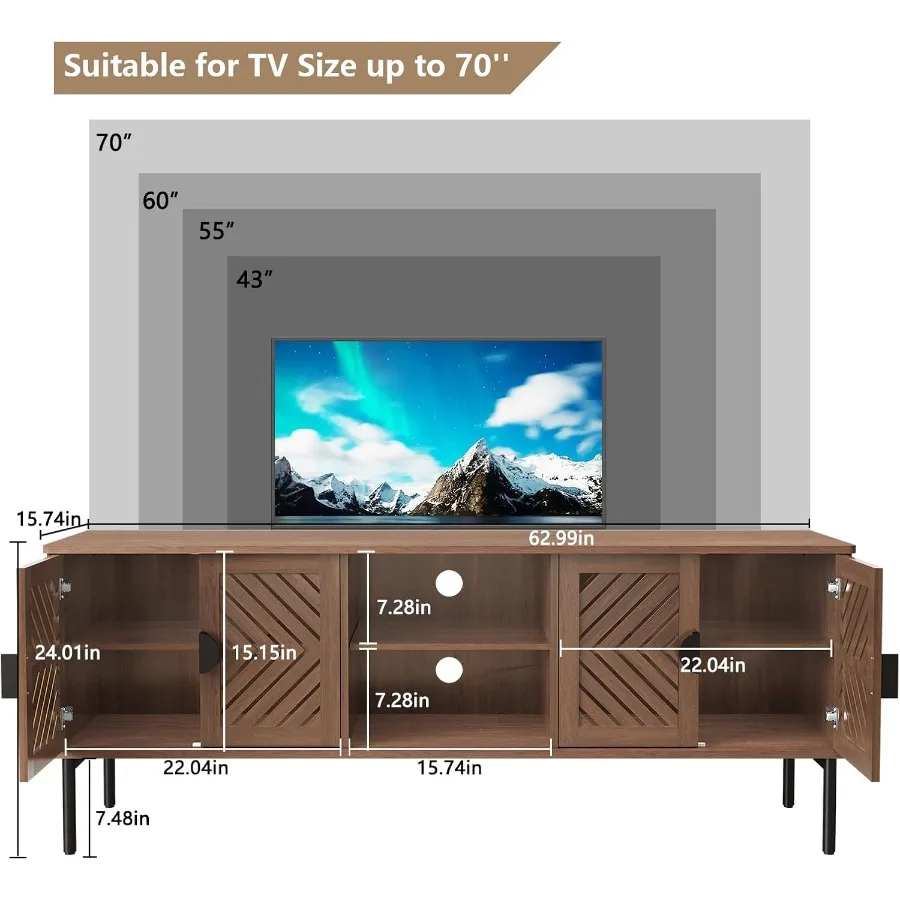 63 TV Stand for Living Room, E - Storage 评论和价格