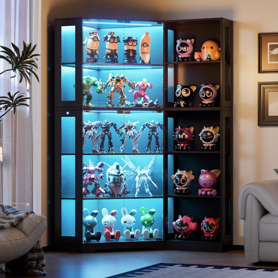 Corner display curio cabinet w - Storage 评论和价格