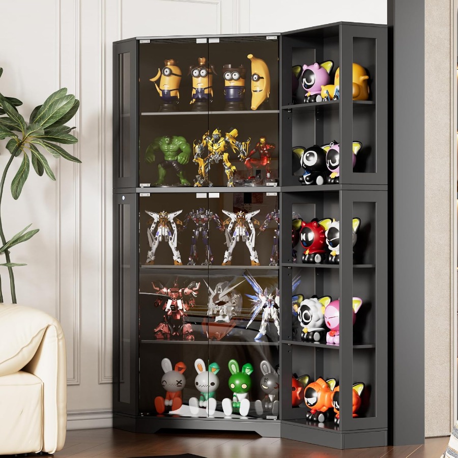 Corner display curio cabinet w - Storage 评论和价格