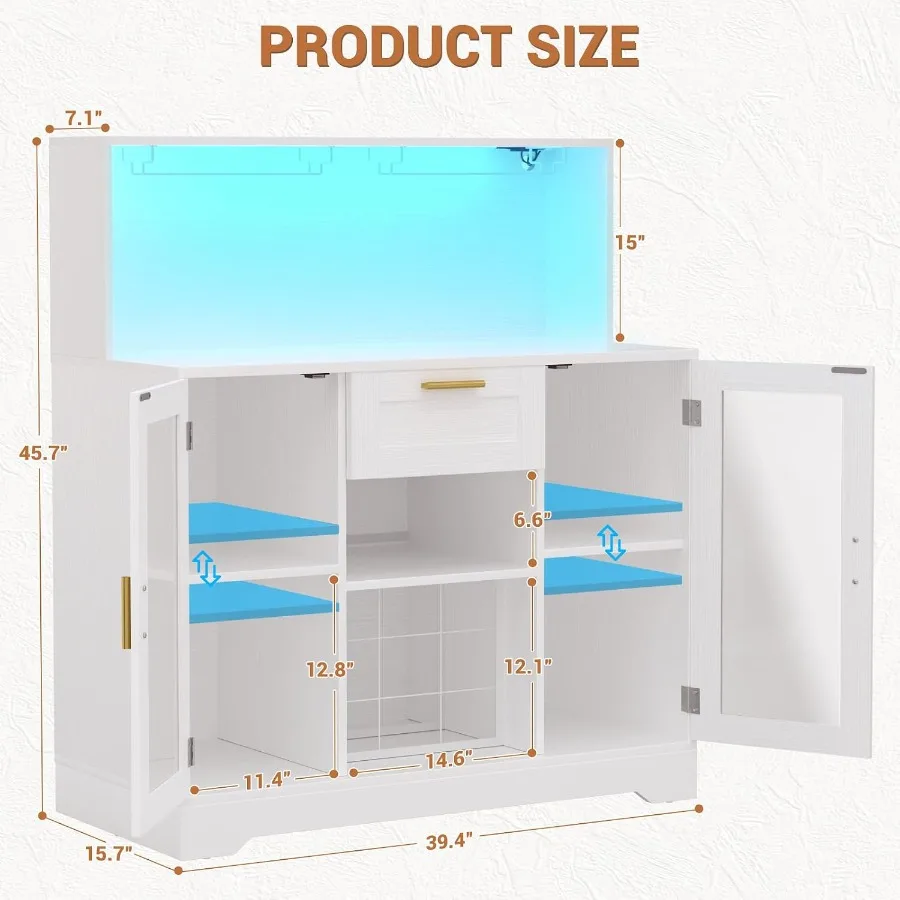 Coffee Bar Cabinet with RGB LE - Storage 评论和价格