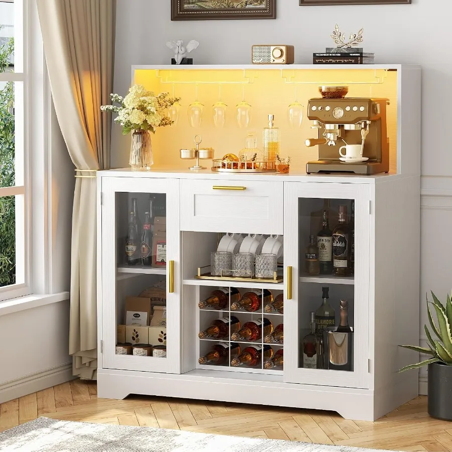 Coffee Bar Cabinet with RGB LE - Storage 评论和价格